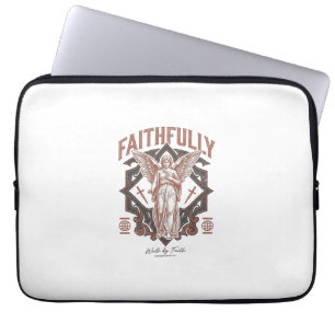 Capa Para Notebook Fielmente Anjo Gravura Vintage Camiseta Cristã