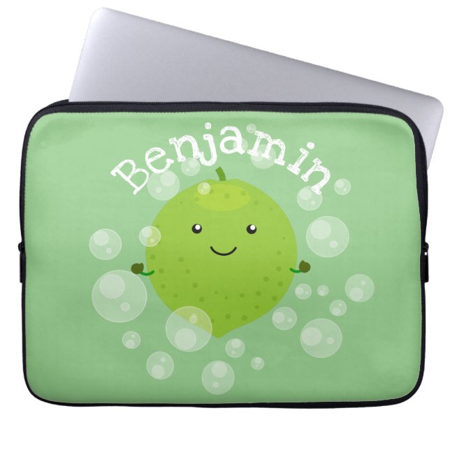 Capa Para Notebook Figura de desenho animado das bolhas de limão verd (Frente)