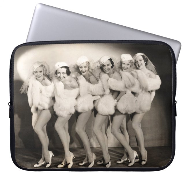 Capa Para Notebook Fila de coros em pelúcia branca, retrô, 1 (Frente)