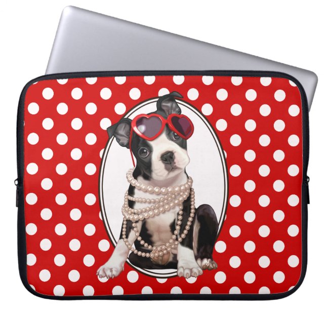 Capa Para Notebook Filhote de cachorro de Boston Terrier (Frente)