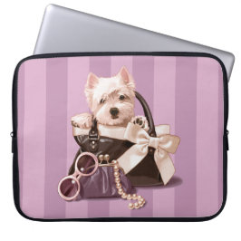 Capa Para Notebook Filhote de cachorro de Westie na bolsa