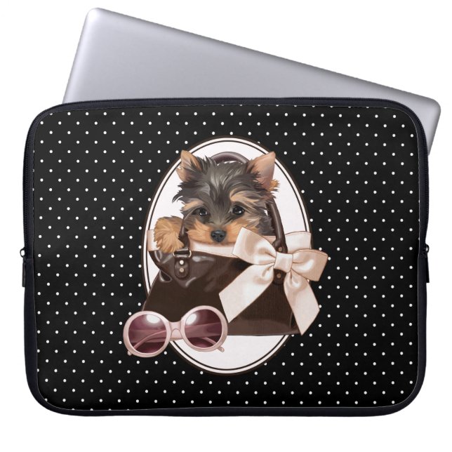 Capa Para Notebook Filhote de cachorro do yorkshire terrier (Frente)