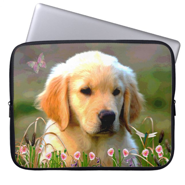 Capa Para Notebook Filhote de cachorro dourado de Austin Labrador (Frente)