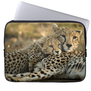 Capa Para Notebook Filhote de Guepardo Abraçando a Mãe