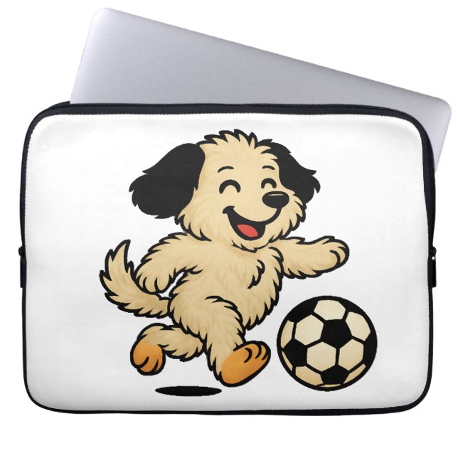 Capa Para Notebook Filhote jogando futebol (Frente)