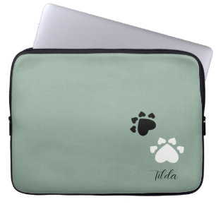 Capa Para Notebook Filhote Preto E Branco Coração Patas