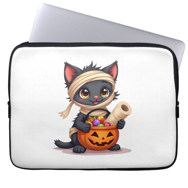 Capa Para Notebook Filmes Engraçados de Horror de Gato Fofo Halloween (Frente)