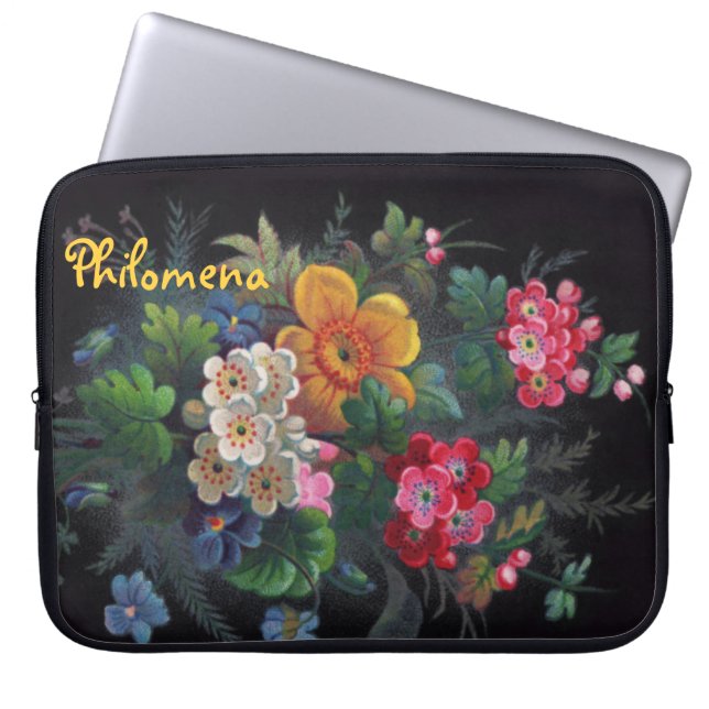Capa Para Notebook Filomena Buquê vitoriana Neoprene Bolsa de laptop (Frente)