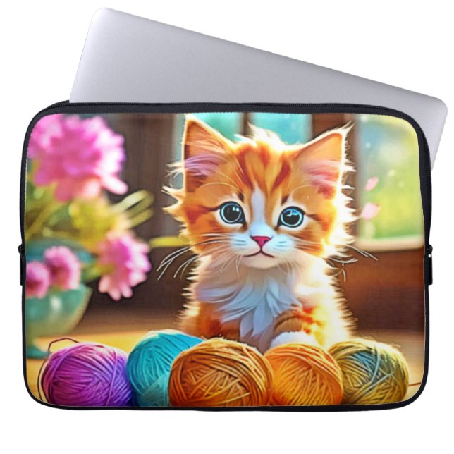 Capa Para Notebook Fios de Gatinho Gelado (Frente)