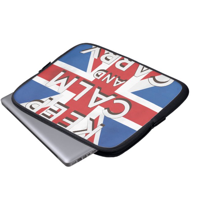 Capa Para Notebook Fique calmo e continue na bandeira britânica (Frente Inferior)