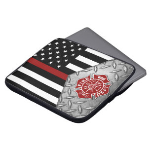 Capa Para Notebook Firefighter Thin Red Line Maltese Cross Laptop Bag
