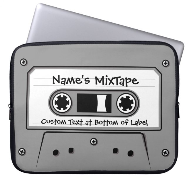 Capa Para Notebook Fita Cassete de Áudio da cinza (Frente)