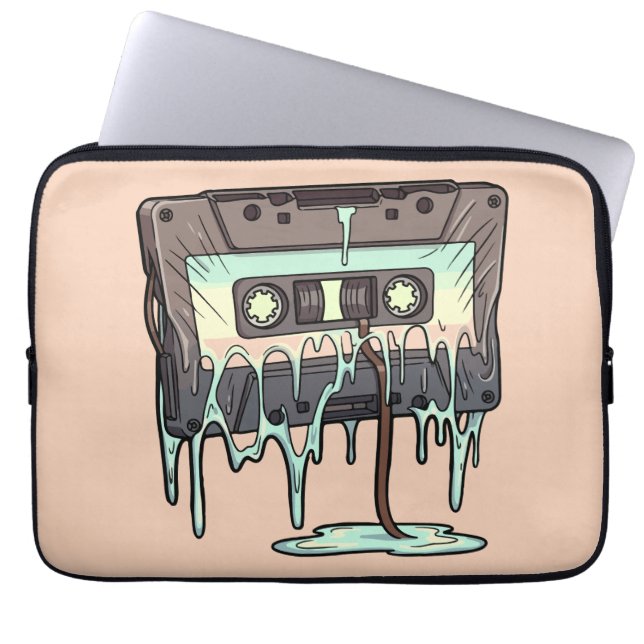 Capa Para Notebook Fita Cassete Retro derretendo Vaporwave (Frente)