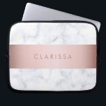 Capa Para Notebook fita elegante de rosa de mármore branco<br><div class="desc">Na moda e design moderna com mármore branco falso e fita de ouro rosa faux.</div>