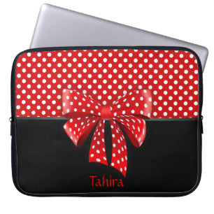 Capa Para Notebook Fita preta, vermelha e branca das bolinhas