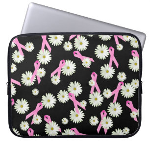 Capa Para Notebook Fitas e margaridas para sensibilização do Cancer