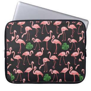 Capa Para Notebook flamingo com folhas de palma de monstera. 