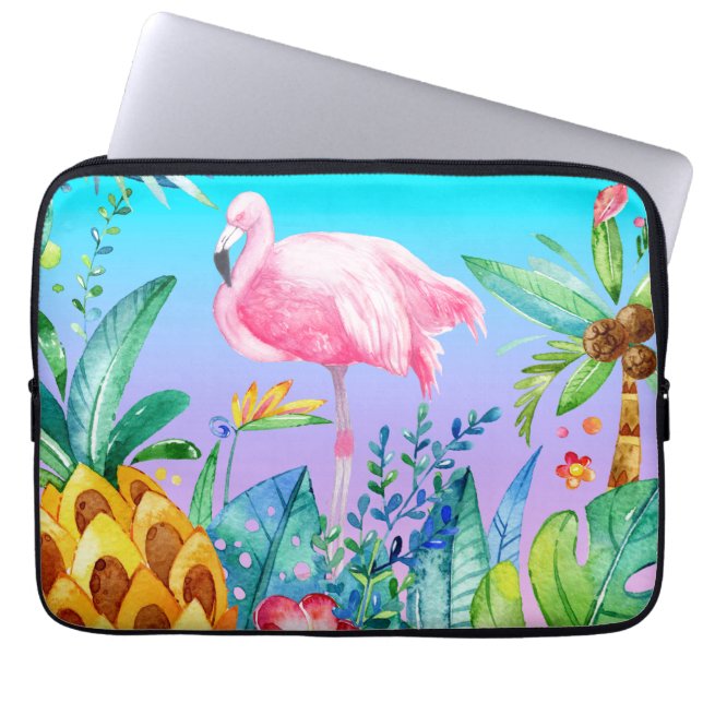 Capa Para Notebook Flamingo Rosa Na Floresta Tropical (Frente)