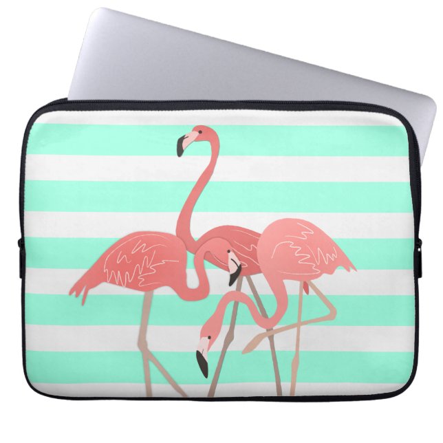 Capa Para Notebook Flamingo Trio em Stripes (Frente)