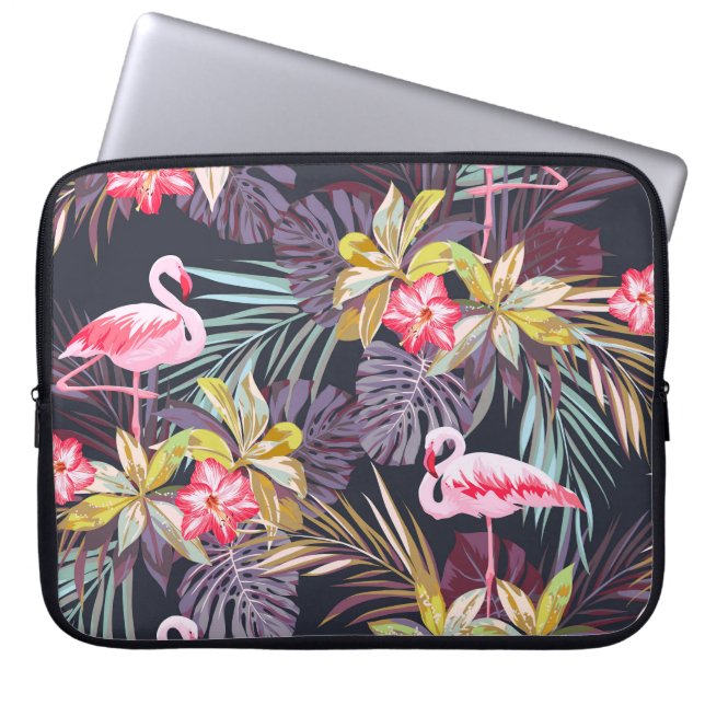 Capa Para Notebook Flamingo Tropical: Padrão sem costura de verão (Frente)