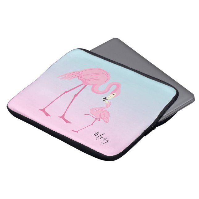 Capa Para Notebook flamingos rosa, mãe e bebê (Frente Topo)