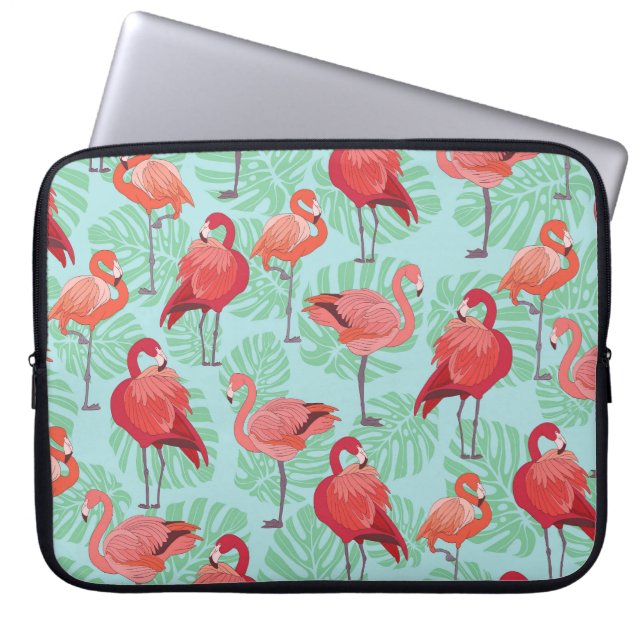 Capa Para Notebook Flamingos Rosa: Padrão Exótico Sem Olhos. (Frente)