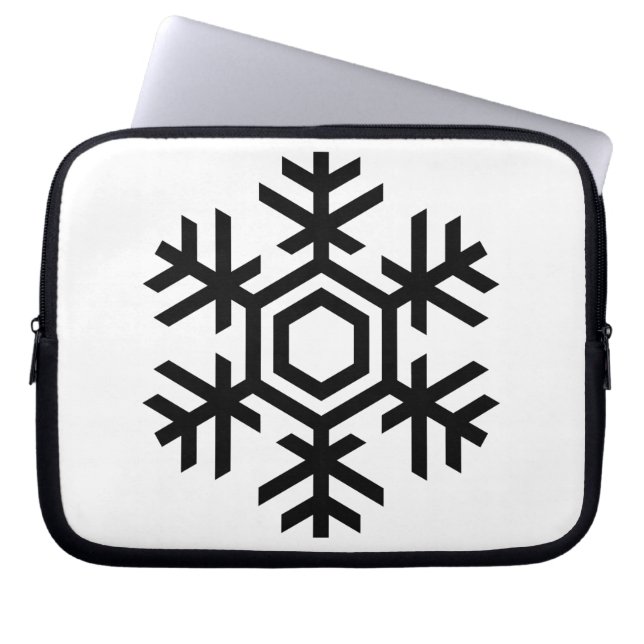 Capa Para Notebook Floco de neve preto e branco (Frente)