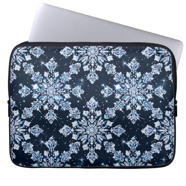 Capa Para Notebook Flocos de neve azuis 3d (Frente)
