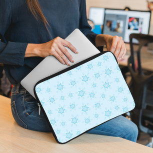 Capa Para Notebook Flocos de neve, Azul de gelo, Flocos de neve gelad