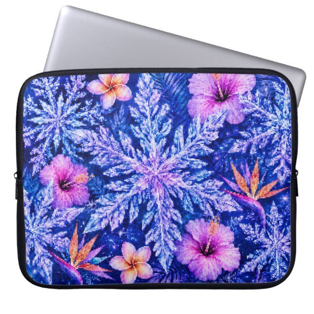 Capa Para Notebook Flocos de Neve de Inverno Tropical (Frente)