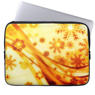 Capa Para Notebook Flocos de neve de Natal ouro