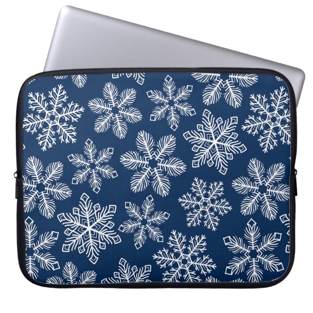 Capa Para Notebook Flocos de neve em azul escuro (Frente)