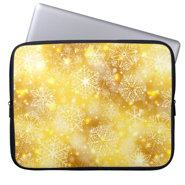 Capa Para Notebook Flocos de neve no ouro (Frente)