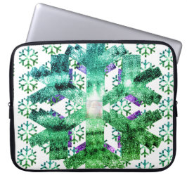 Capa Para Notebook Flocos de Neve Roxos e Azuis em uma Bolsa de Eletr