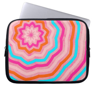 Capa Para Notebook Flor Brilhante Abstrata Divertida em Laranja Rosa