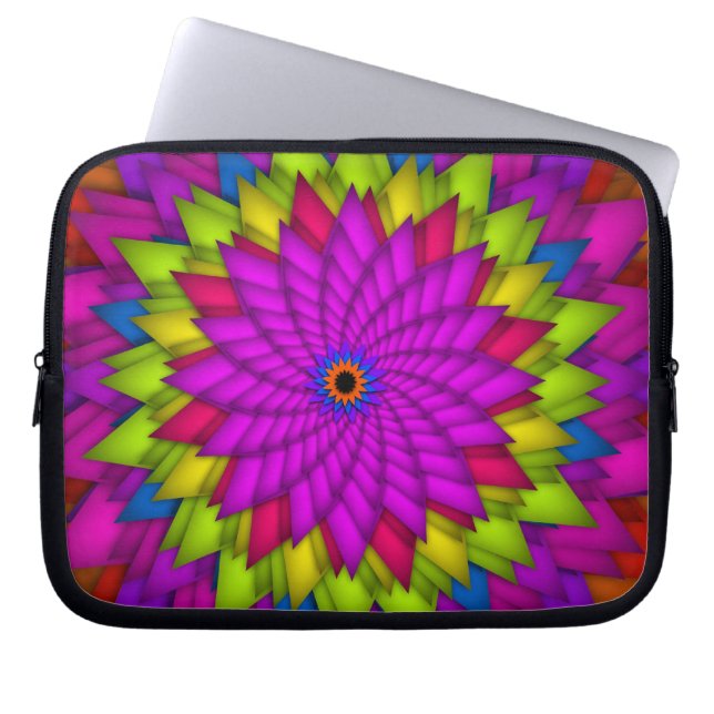 Capa Para Notebook Flor Colorida Abstrata Brilhante (Frente)