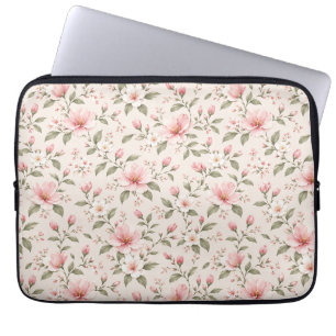 Capa Para Notebook Flor de Cerejeira Rosa Suave Padrão Floral Sem Cos