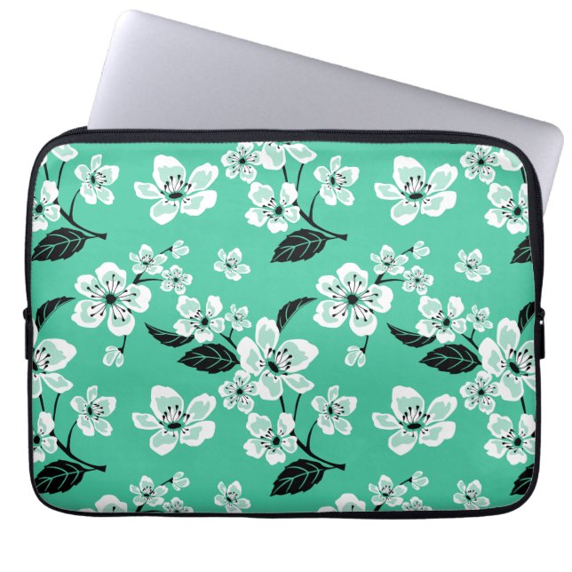 CAPA PARA NOTEBOOK FLOR DE CEREJEIRA - SAKURA (HORTELÃ) (Frente)