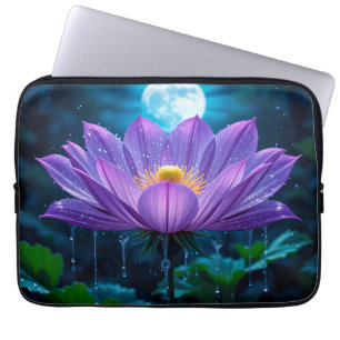 Capa Para Notebook Flor de Lótus Roxa sob Luz do Luar