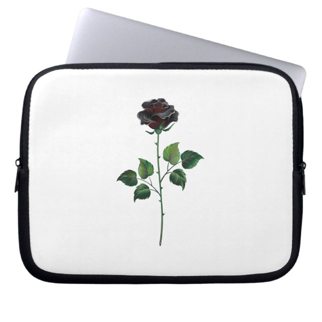 Capa Para Notebook Flor de rosa preta (Frente)