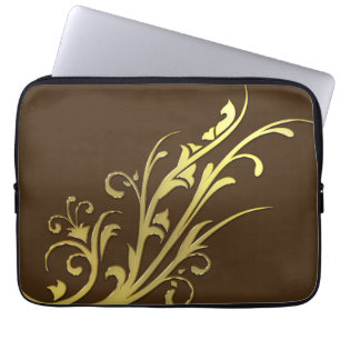 Capa Para Notebook Flor Dourada abstrato Luxury Faux