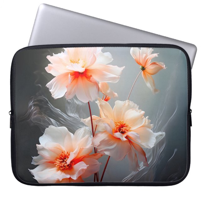 Capa Para Notebook Flor Elegante de Tons Rosados Abstratos com Fluxo  (Frente)