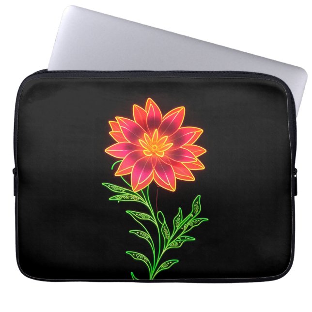 Capa Para Notebook Flor Estilizada Neon (Frente)