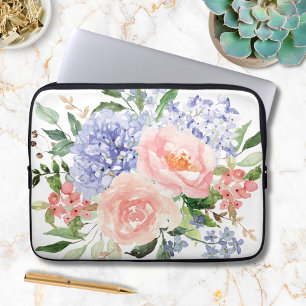 Capa Para Notebook Flor Hortênsia Azul Rosa Primavera Floral