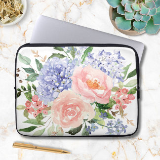 Capa Para Notebook Flor Hortênsia Azul Rosa Primavera Floral