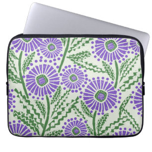 Capa Para Notebook Flor Impressão de Bloco Verde-lavanda e Branco