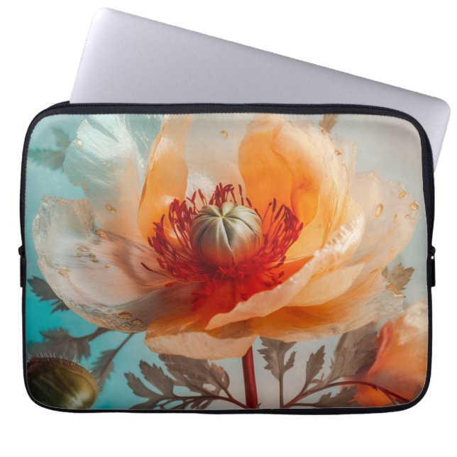 Capa Para Notebook Flor Laranja Delicada (Frente)