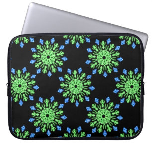 Capa Para Notebook Flor néon verde e azul
