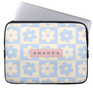 Capa Para Notebook Flor Pastel Personalizada de Margarida Azul Retrô