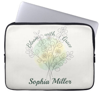 Capa Para Notebook Flor Personalizada de Nascimento com Nome Floral P
